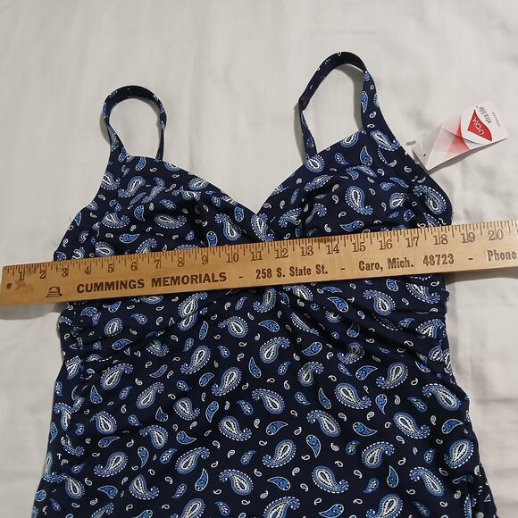 NWT Lands' End 14 Lycra xtra life swim top built in bra stay put lining navy - Picture 11 of 13